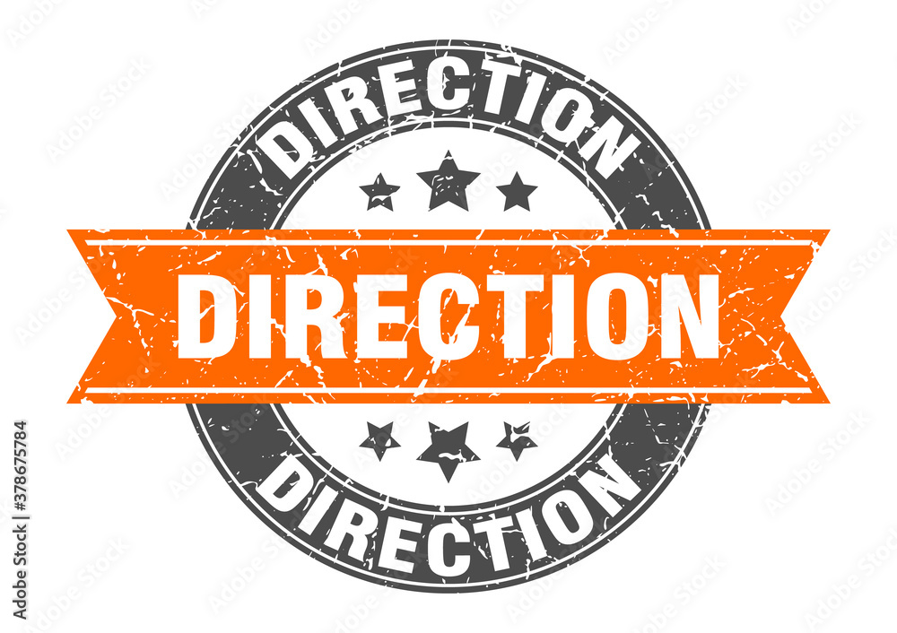 Fototapeta premium direction round stamp with ribbon. label sign