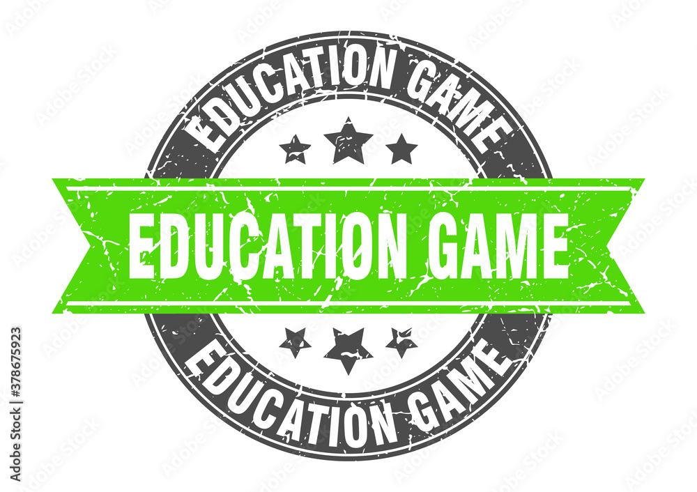 Obraz premium education game round stamp with ribbon. label sign