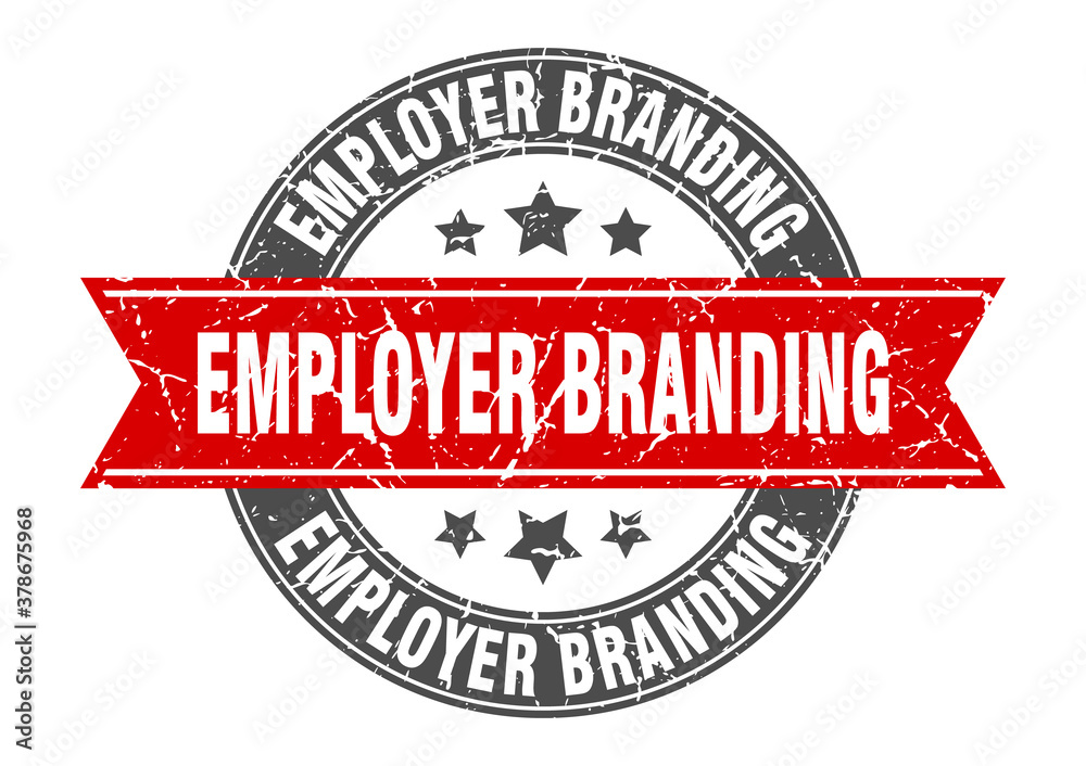 employer branding round stamp with ribbon. label sign
