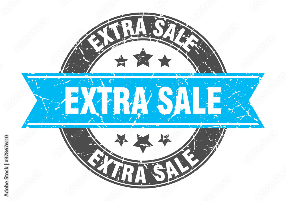 Fototapeta premium extra sale round stamp with ribbon. label sign