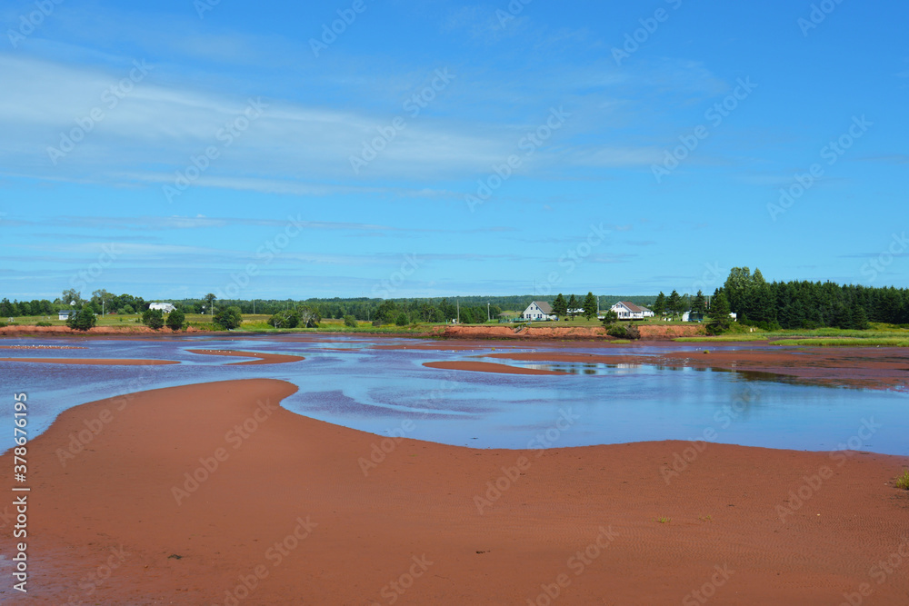 The shallow clam digging flats on the coast of Prince Edward Island