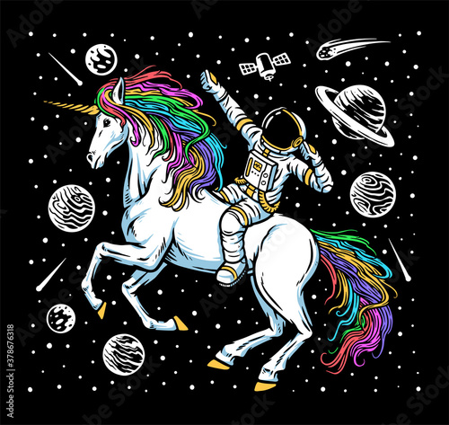 Astronaut and unicorn illustration