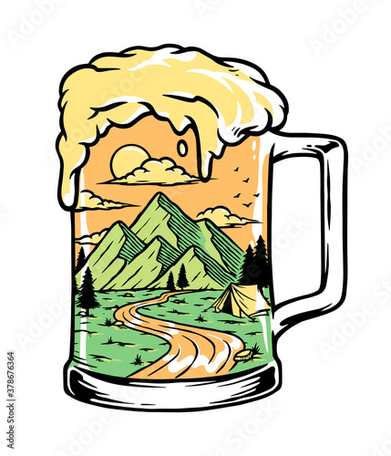 Drinking beer on the mountain