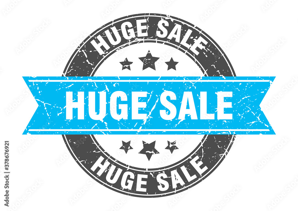 huge sale round stamp with ribbon. label sign huge sale round stamp with ribbon. label sign