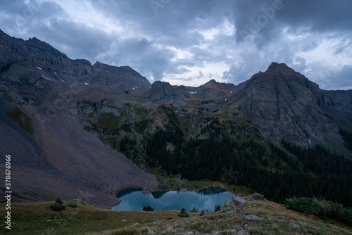 Backpacking trip in the San Juan Mountains of the Rocky Mountain Range near Mount Sneffels Wilderness around Blue Lakes outside of Ouray Colorado