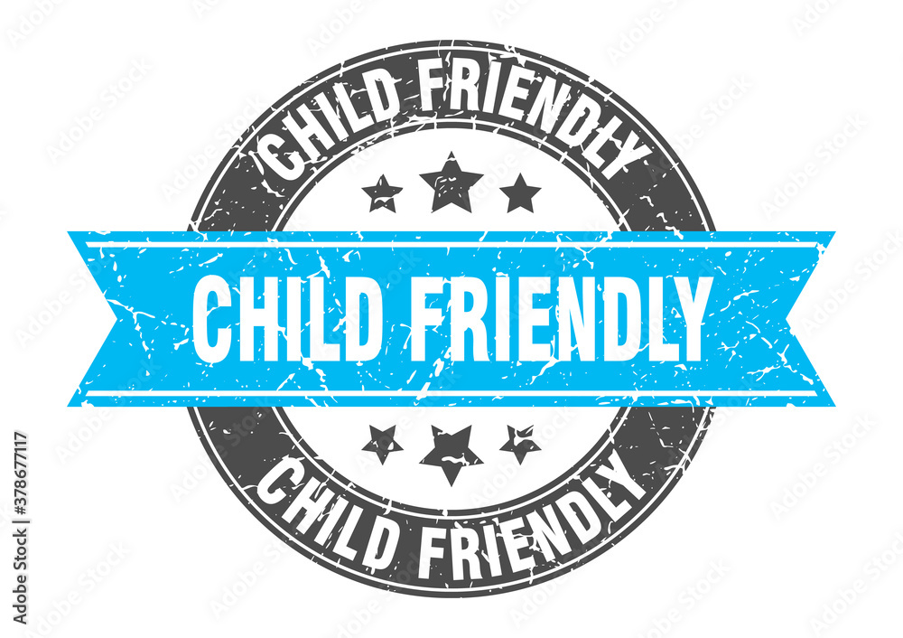 child friendly round stamp with ribbon. label sign