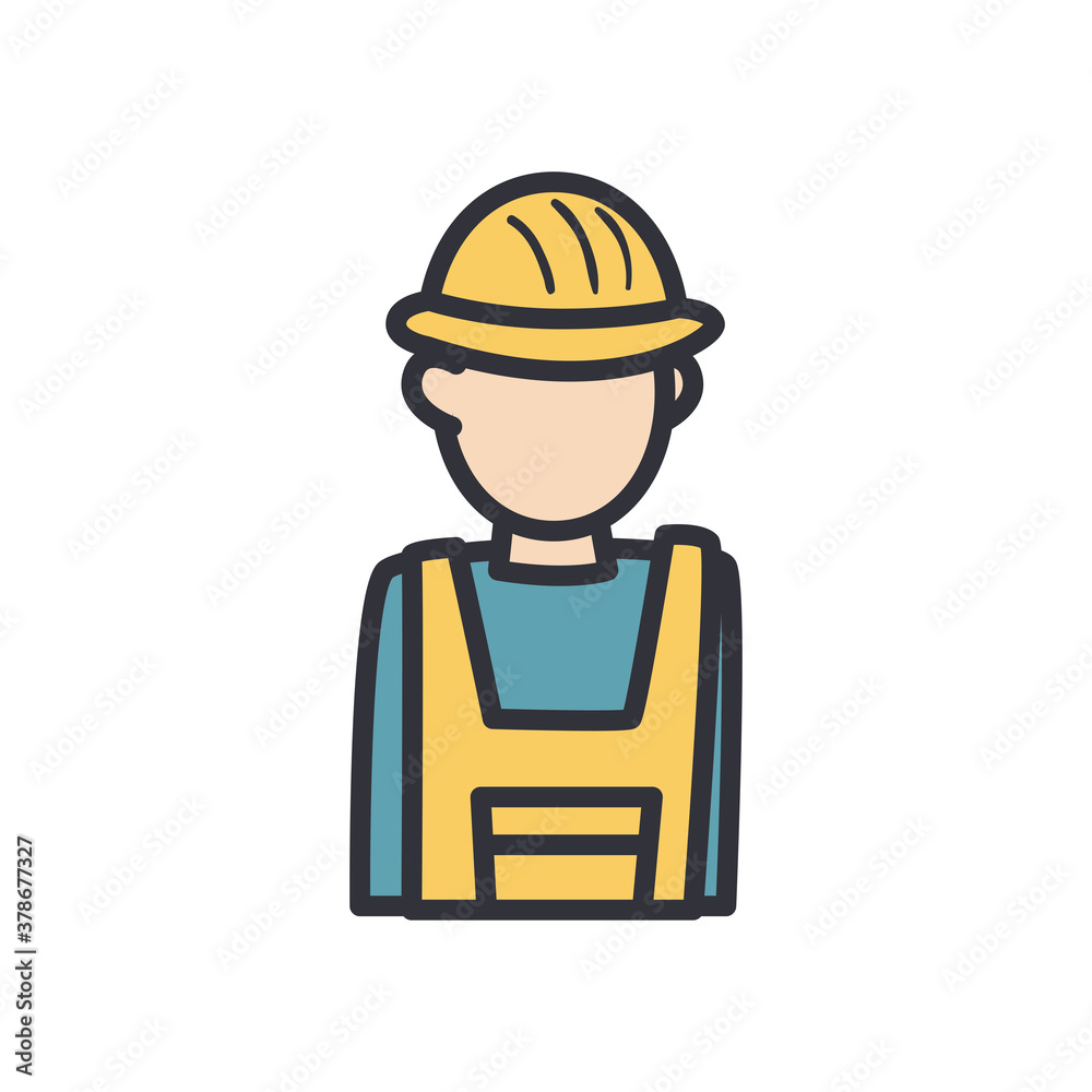 constructer man with helmet line and fill style icon vector design constructer man with helmet line and fill style icon vector design