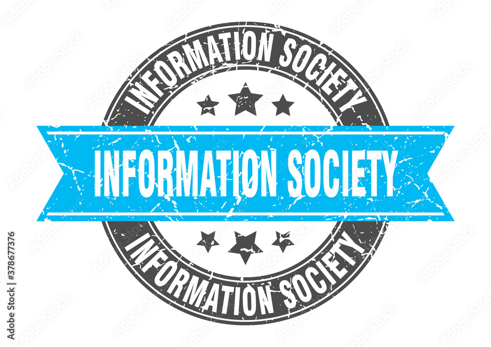 information society round stamp with ribbon. label sign information society round stamp with ribbon. label sign