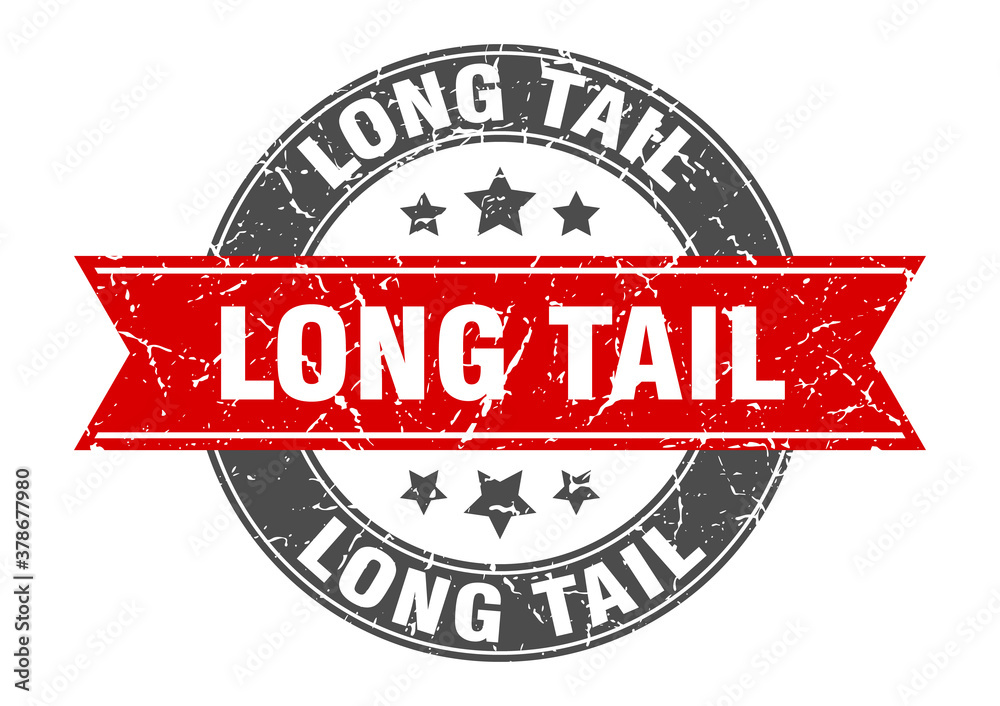 long tail round stamp with ribbon. label sign