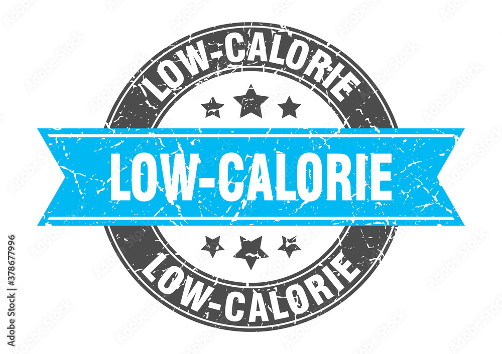 low-calorie round stamp with ribbon. label sign low-calorie round stamp with ribbon. label sign