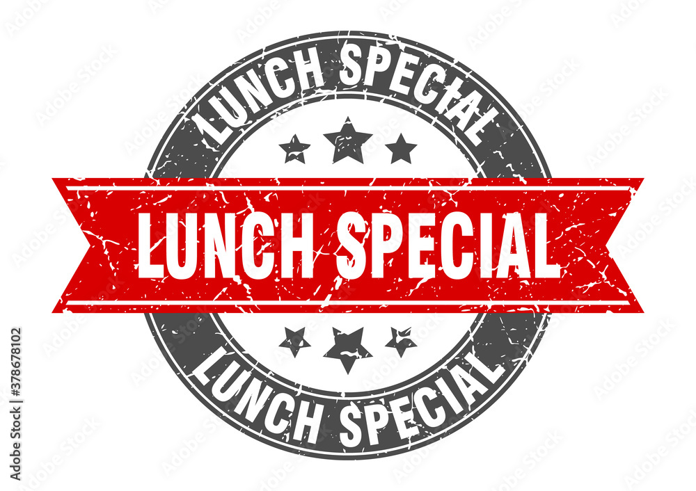 Fototapeta premium lunch special round stamp with ribbon. label sign