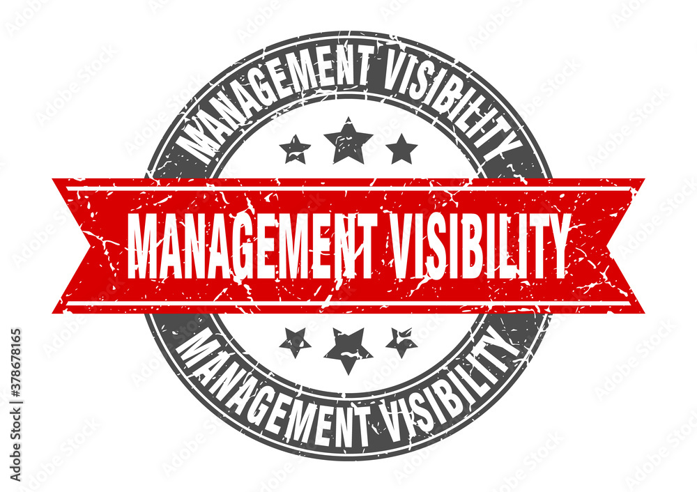 Fototapeta premium management visibility round stamp with ribbon. label sign