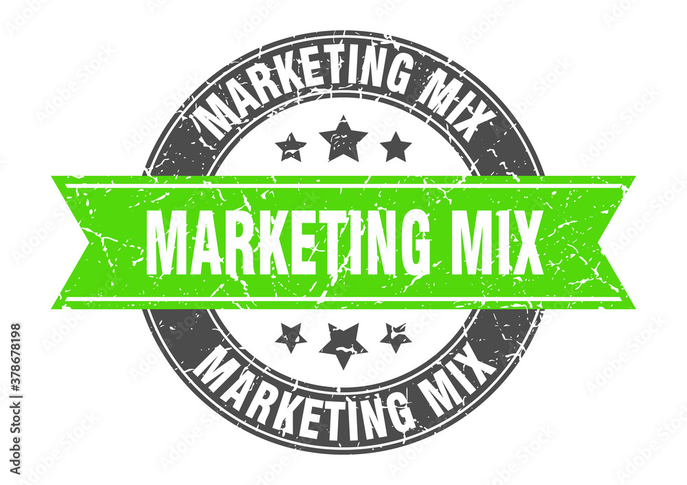 Fototapeta premium marketing mix round stamp with ribbon. label sign