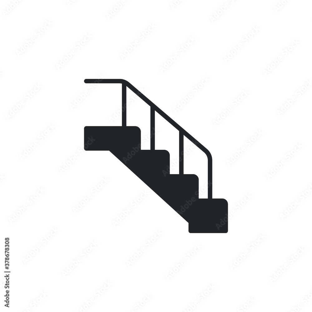 solid style stairs icon. Up the ladder. Trendy modern flat linear. Stairway, escalator, walkway. Stair caution. Single Vector illustration. Design on white background. EPS 10 solid style stairs icon. Up the ladder. Trendy modern flat linear. Stairway, escalator, walkway. Stair caution. Single Vector illustration. Design on white background. EPS 10