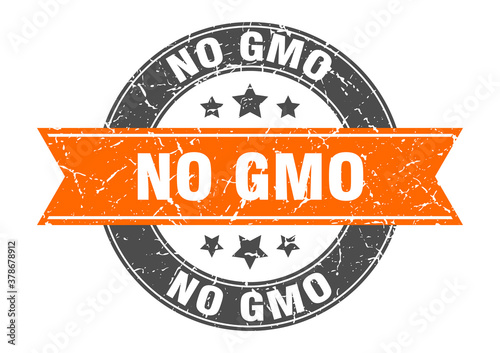 no gmo round stamp with ribbon. label sign