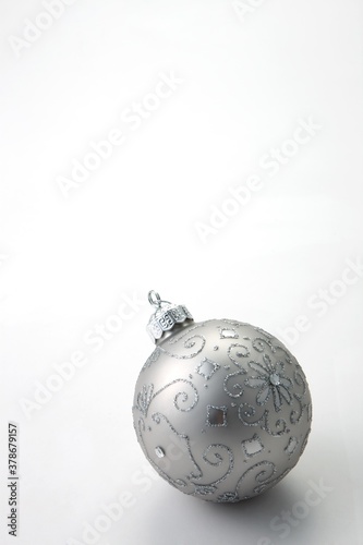 silver Christmas balls decoration isolated on white background