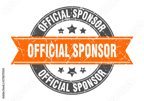 official sponsor round stamp with ribbon. label sign