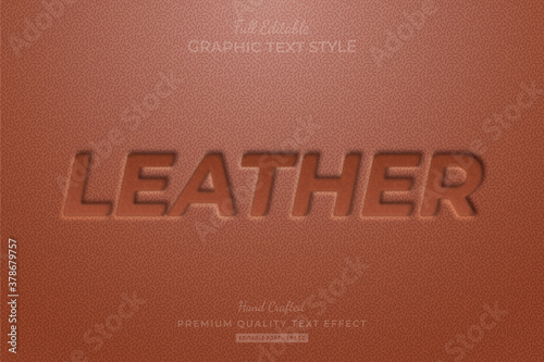 Leather Embossed Editable Eps Text Style Effect Premium