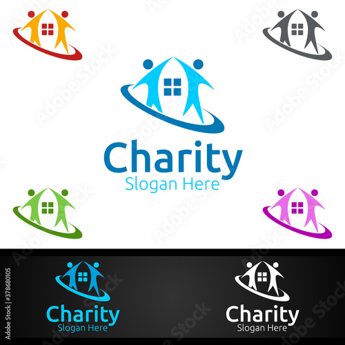 Home Helping Hand Charity Foundation Creative Logo for Voluntary Church or Charity Donation