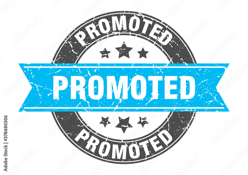 promoted round stamp with ribbon. label sign promoted round stamp with ribbon. label sign