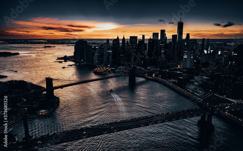 Manhattan sunset from a heli