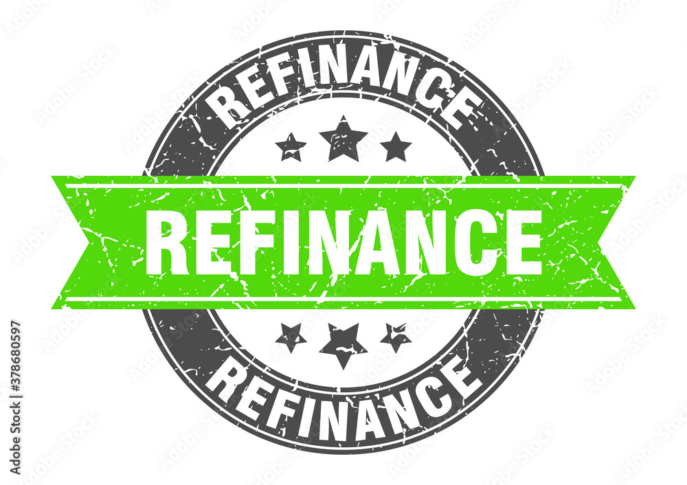 Obraz premium refinance round stamp with ribbon. label sign