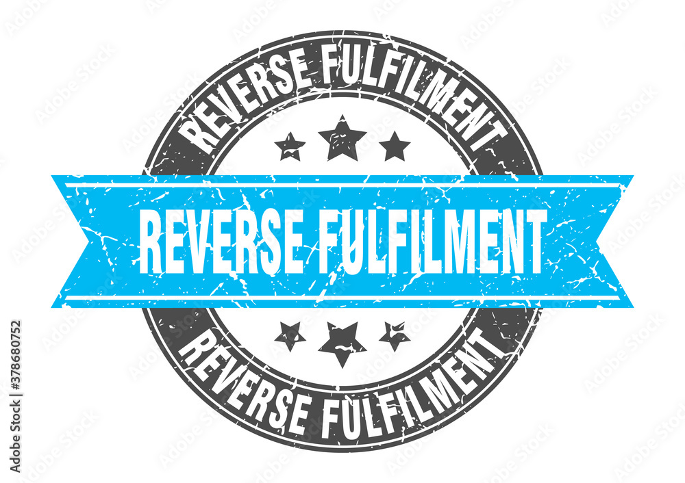 reverse fulfilment round stamp with ribbon. label sign