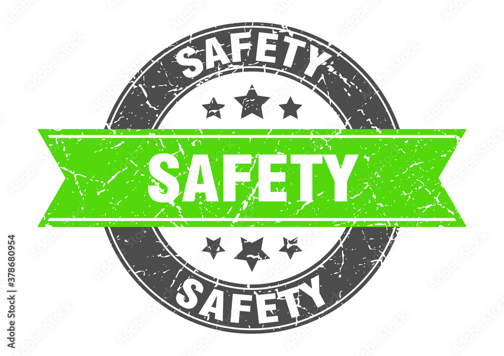 Obraz premium safety round stamp with ribbon. label sign