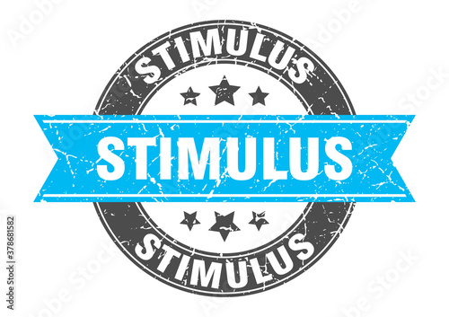 stimulus round stamp with ribbon. label sign