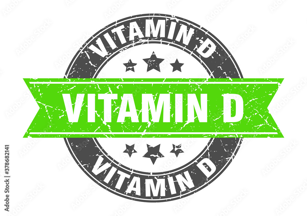Obraz premium vitamin d round stamp with ribbon. label sign