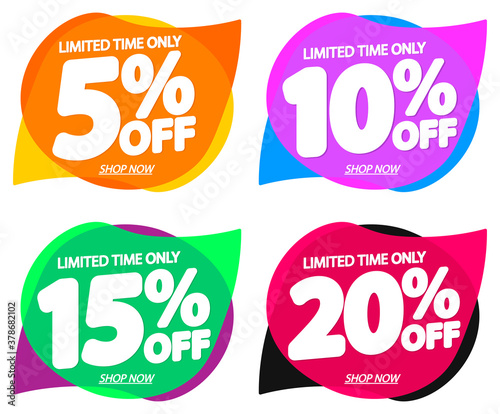 Set Sale bubble banners design template, discount tags, vector illustration