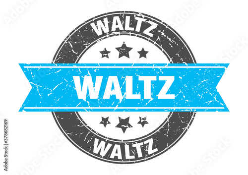 waltz round stamp with ribbon. label sign