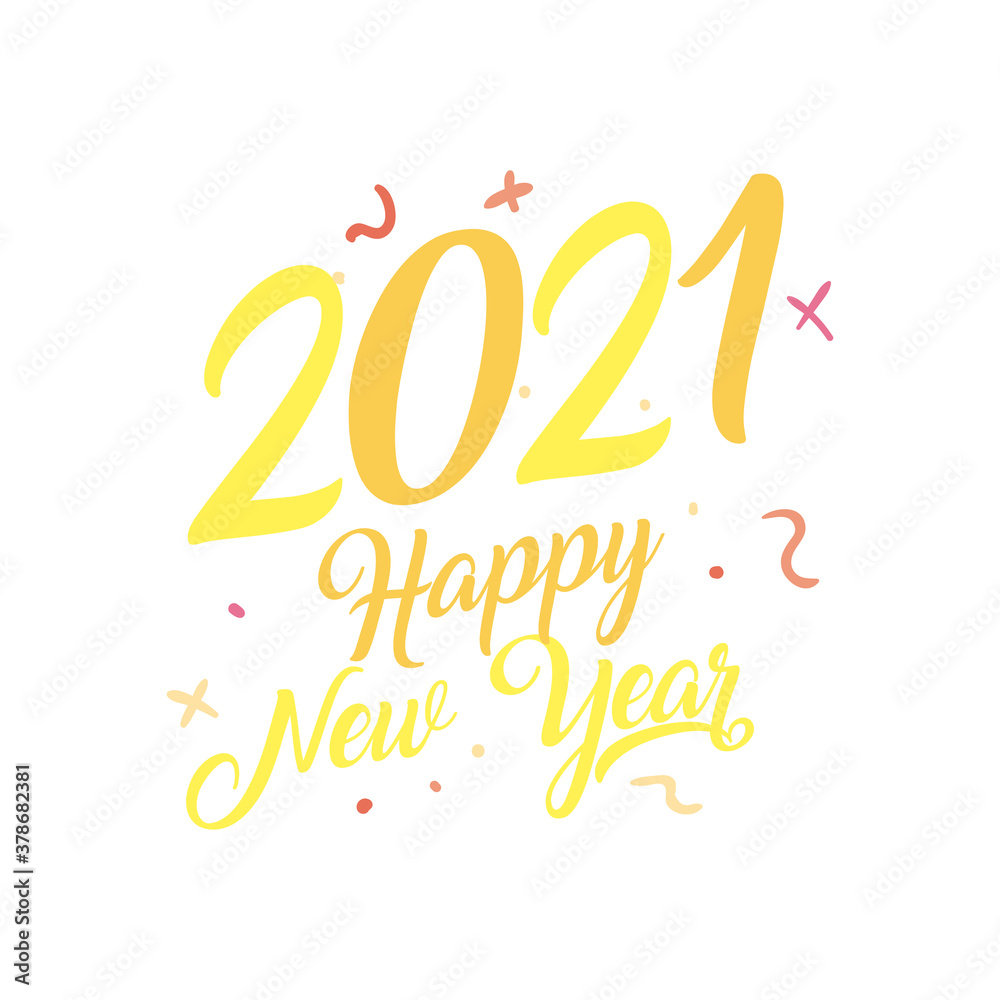 Fototapeta premium 2021 Happy new year free form style icon vector design