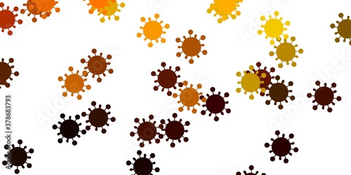 Light green, yellow vector backdrop with virus symbols.