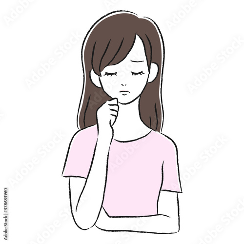 悩んでいる女性　考える