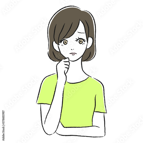 悩んでいる女性　考える