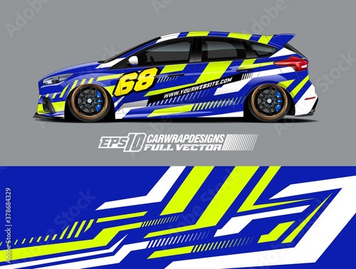 Cargo van wrap decal graphic design. Abstract stripe racing background designs for wrap race car, pickup truck, adventure vehicle. Eps 10 © zoulgraphic