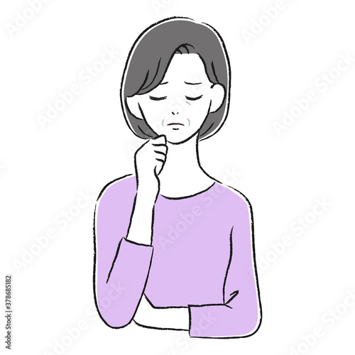 悩んでいる女性　考える