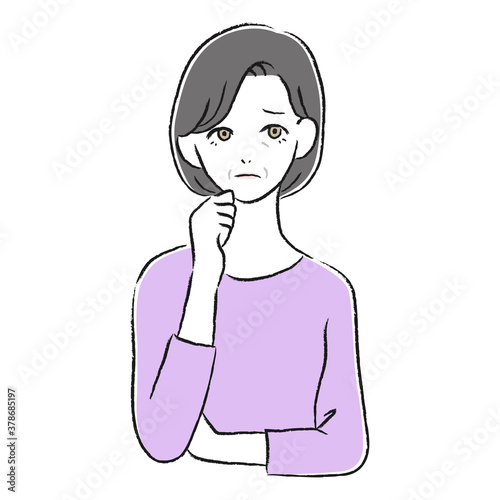悩んでいる女性　考える
