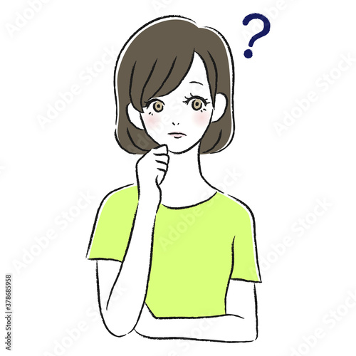 疑問を持つ女性　考える