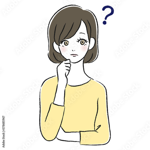 疑問を持つ女性　考える