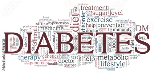 Diabetes vector illustration word cloud isolated on a white background.