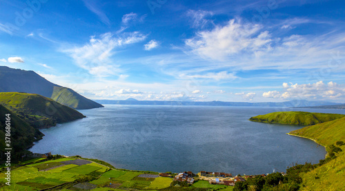Fényképezés Indonesia's Biggest Lake called Lake Toba or Danau Toba taken on summer season