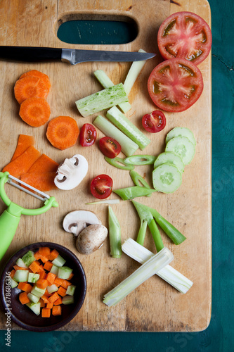 various vegetables on chopping board