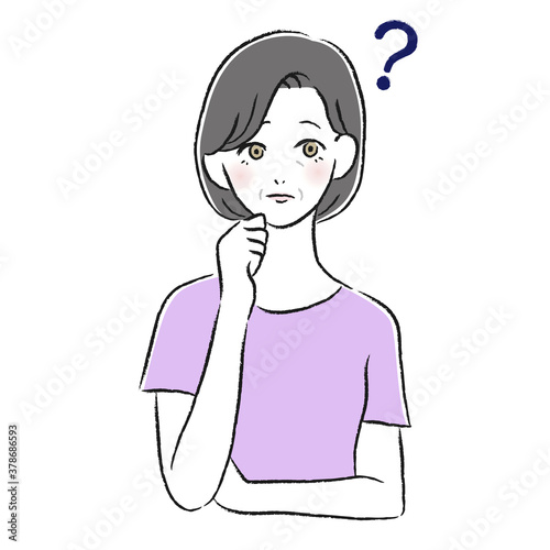 疑問を持つ女性　考える