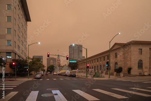 Oakland, California on September 09, 2020, at 12pm. Alameda County is among some of the biggest fires in the state, the CZU fire in Santa Cruz and the fire in the Lake Napa.