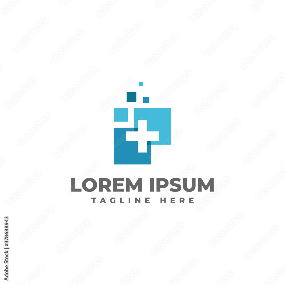 Health technology application with cross mark logo icon vector design Health technology application with cross mark logo icon vector design