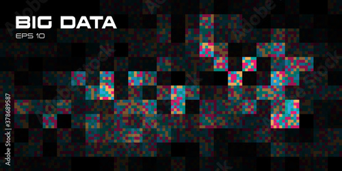 Big data visualization. Abstract background of rectangle multicolored parts with copy space.Futuristic, science, technology theme. Vector
