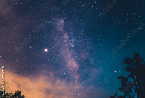 Fototapeta Naklejka Na Ścianę i Meble -  Milky Way On the purple and blue night sky