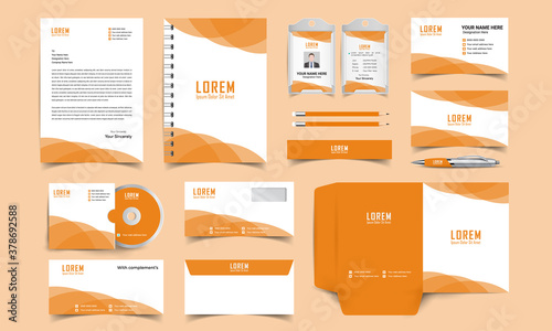 corporate identity template with digital elements. Vector company style for brand book and guideline.	
